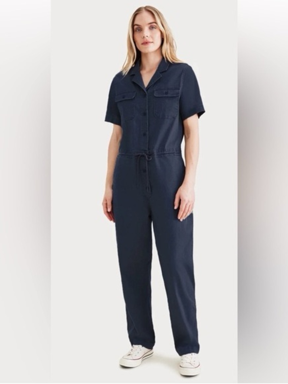 Dockers Women's Navy Short-Sleeve Utility Jumpsuit